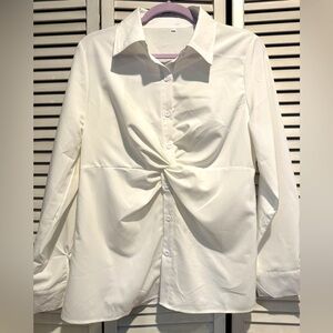 Chic Twist Front Shirt- Collared Blouse for work or casual chic